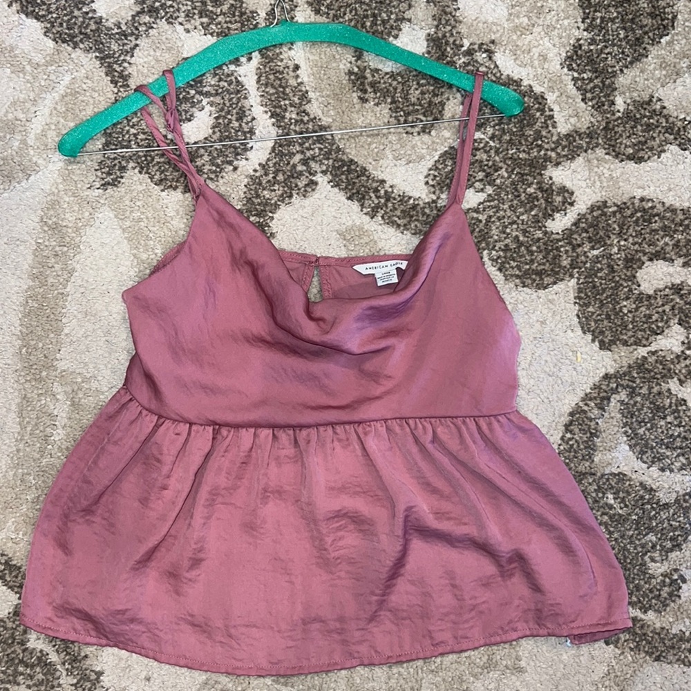 American eagle mauve ruffle spaghetti strap top